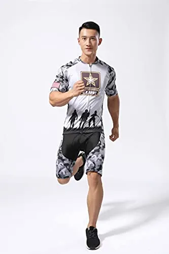 BIKE BEER Army Cycling Jersey Navy Cycling Jersey Set Men's Cycling kit, Blacke, X-Large