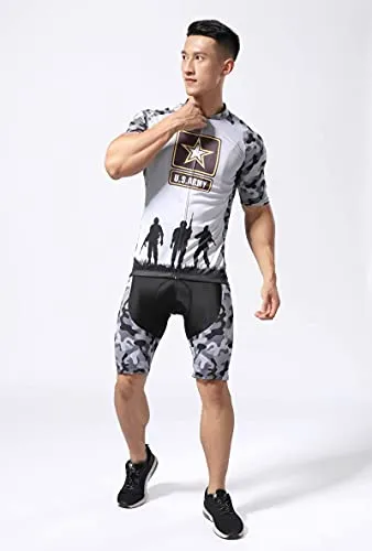 BIKE BEER Army Cycling Jersey Navy Cycling Jersey Set Men's Cycling kit, Blacke, X-Large