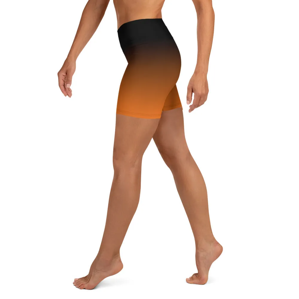 Black and Orange Ombre Yoga Shorts