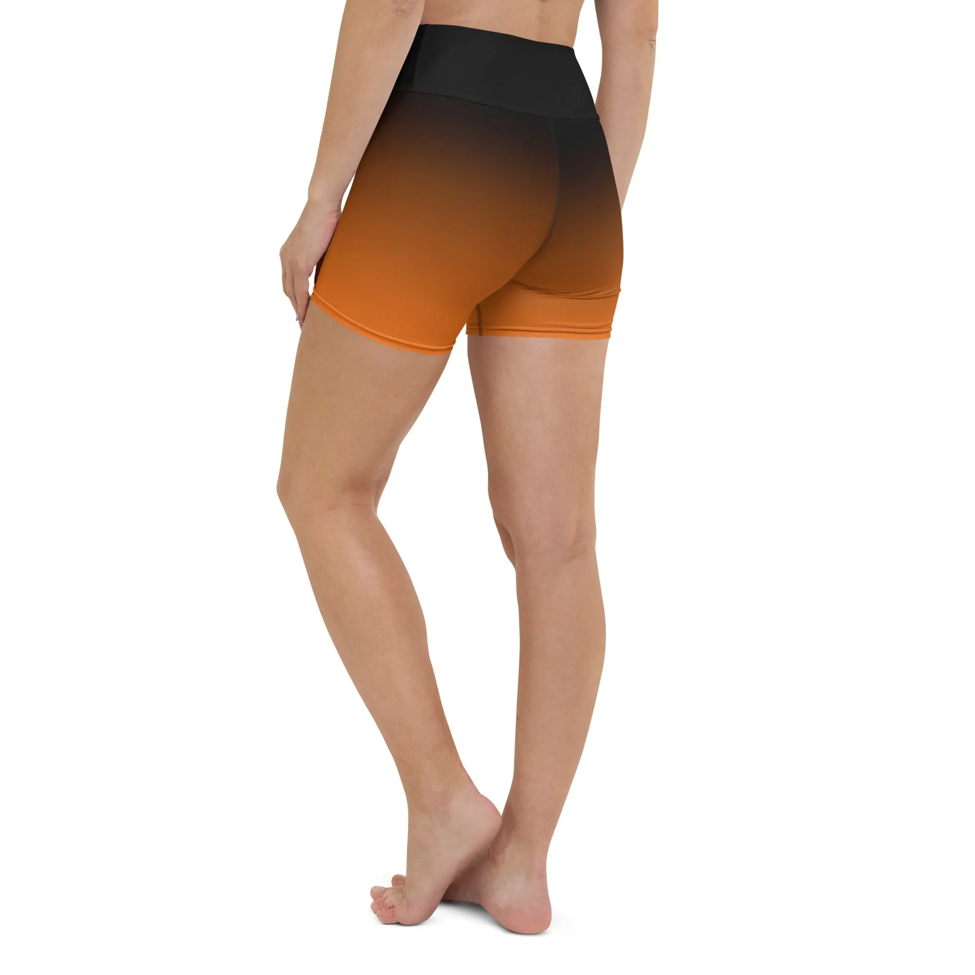 Black and Orange Ombre Yoga Shorts
