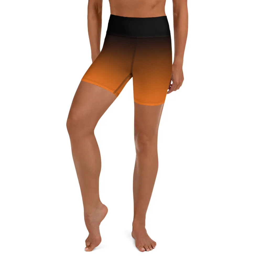 Black and Orange Ombre Yoga Shorts