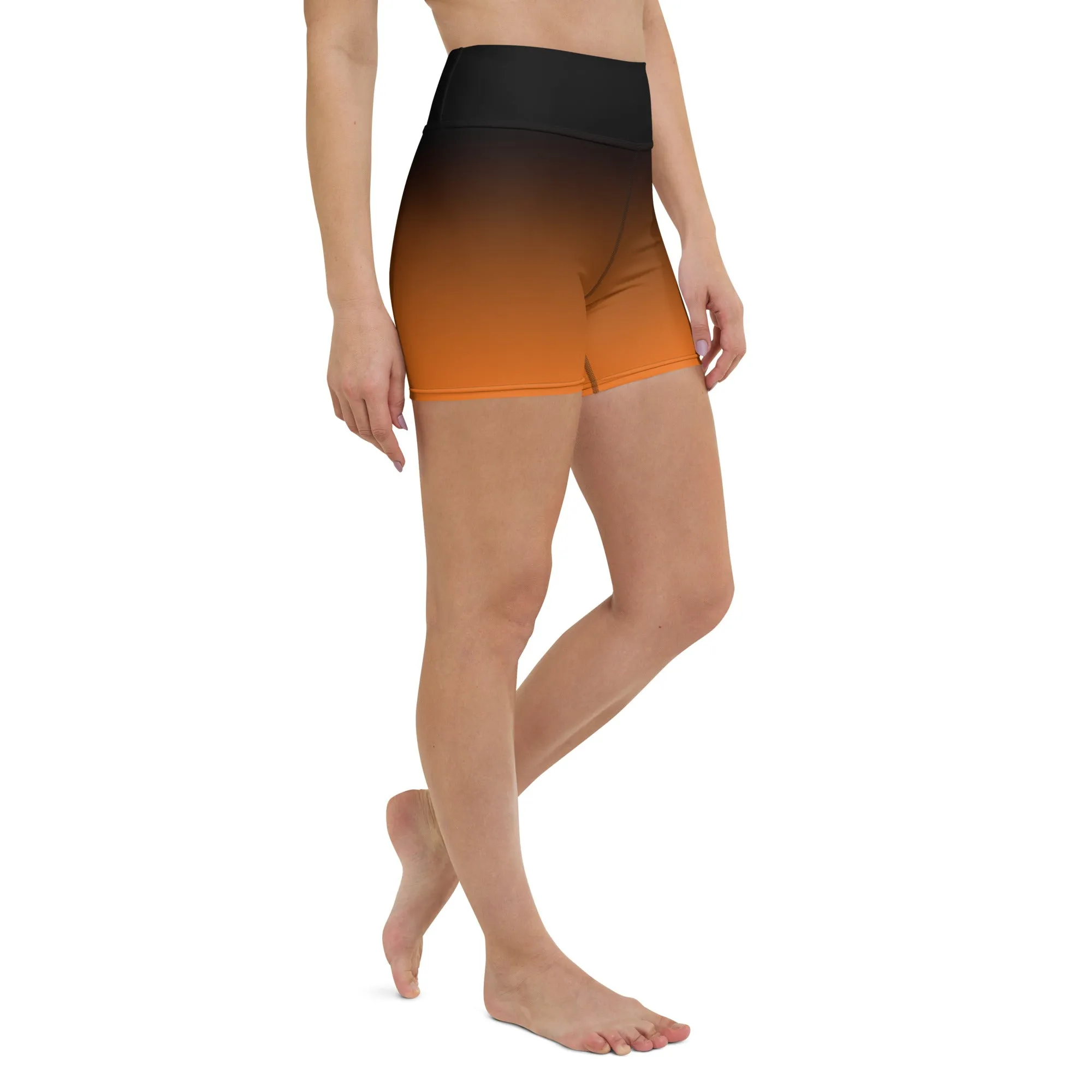 Black and Orange Ombre Yoga Shorts