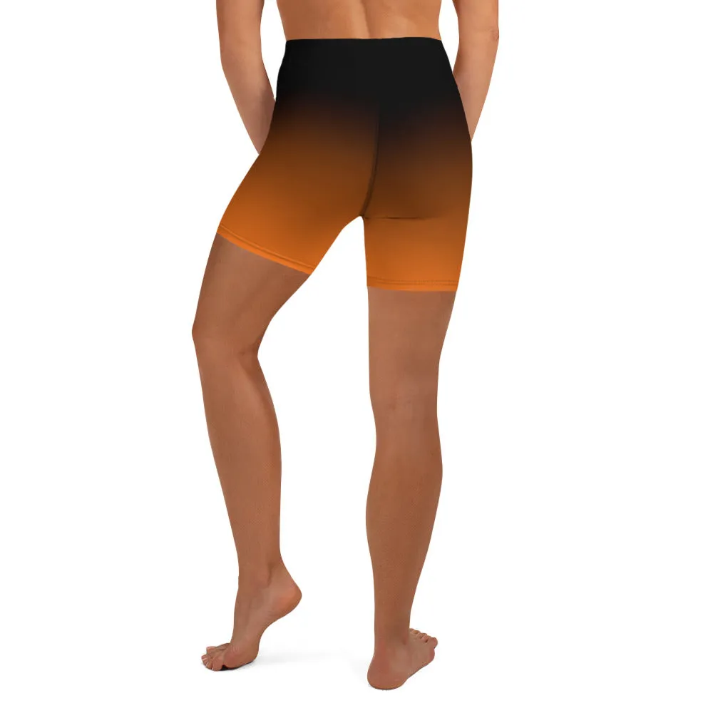 Black and Orange Ombre Yoga Shorts