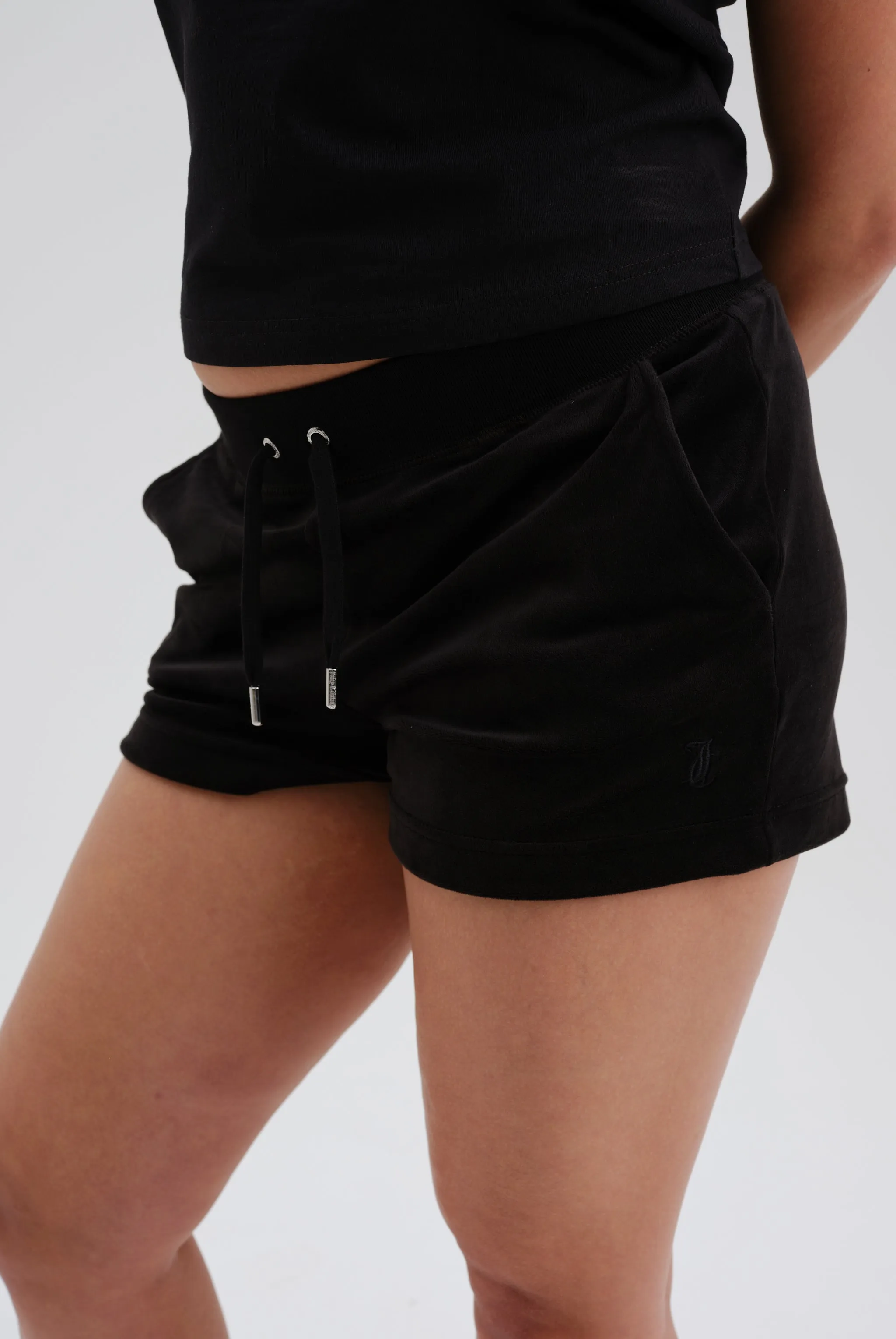 BLACK CLASSIC VELOUR TRACK SHORT