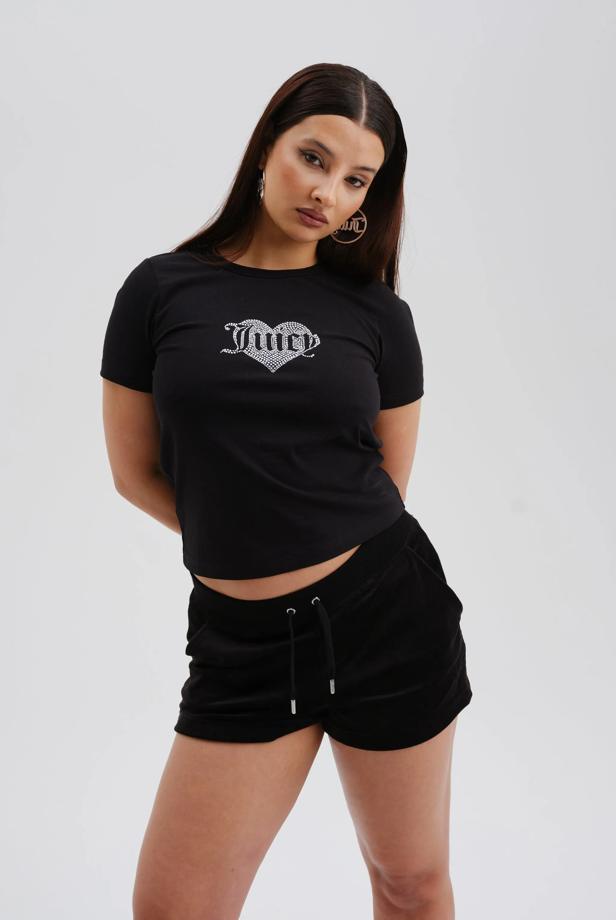 BLACK CLASSIC VELOUR TRACK SHORT