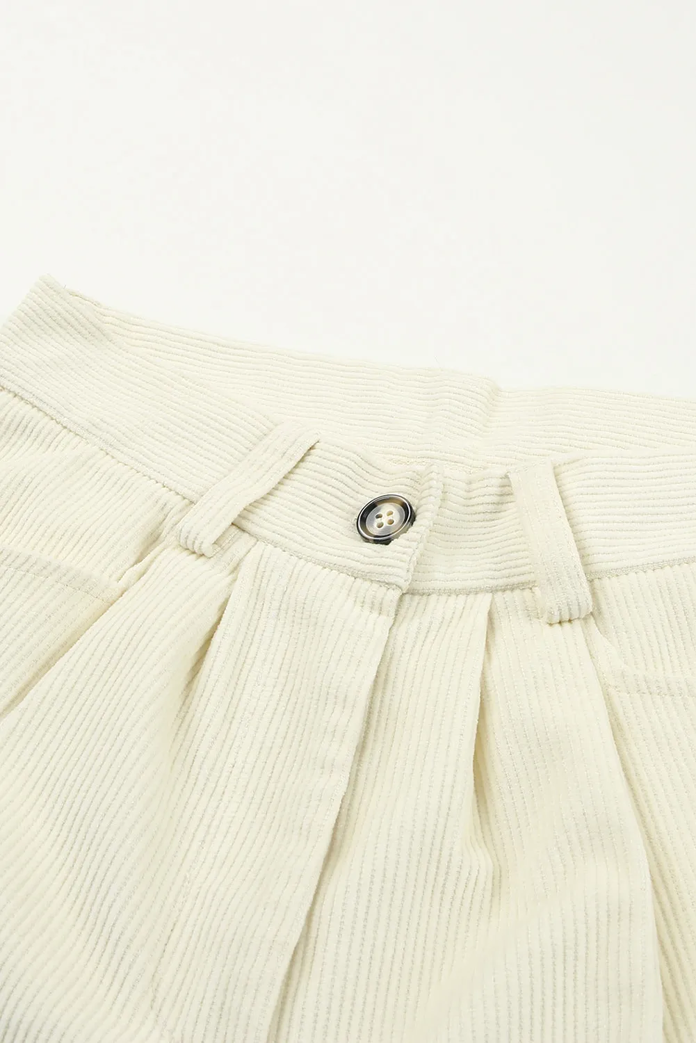 Black Corduroy High Waist Straight Leg Pants