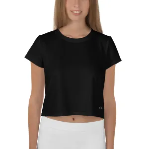 Black Crop Top with white “CN” Logo in lower left corner