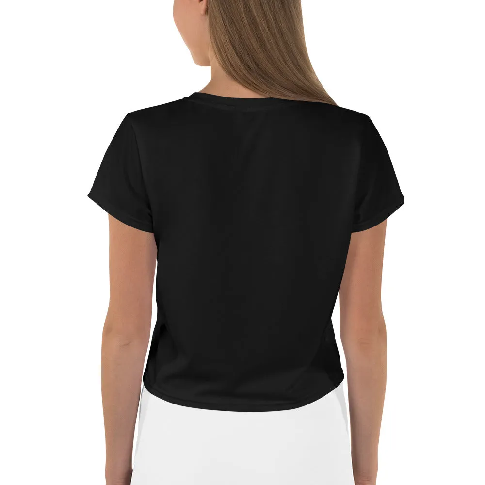 Black Crop Top with white “CN” Logo in lower left corner