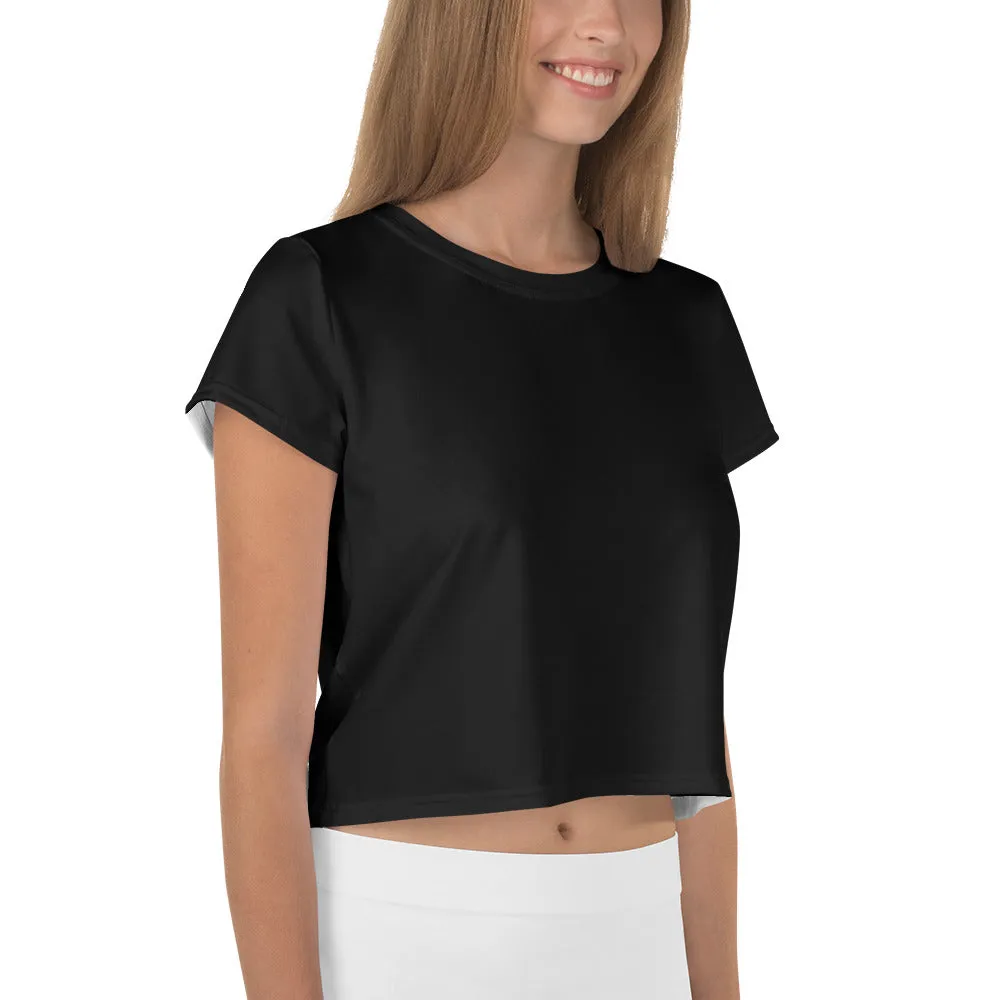Black Crop Top with white “CN” Logo in lower left corner