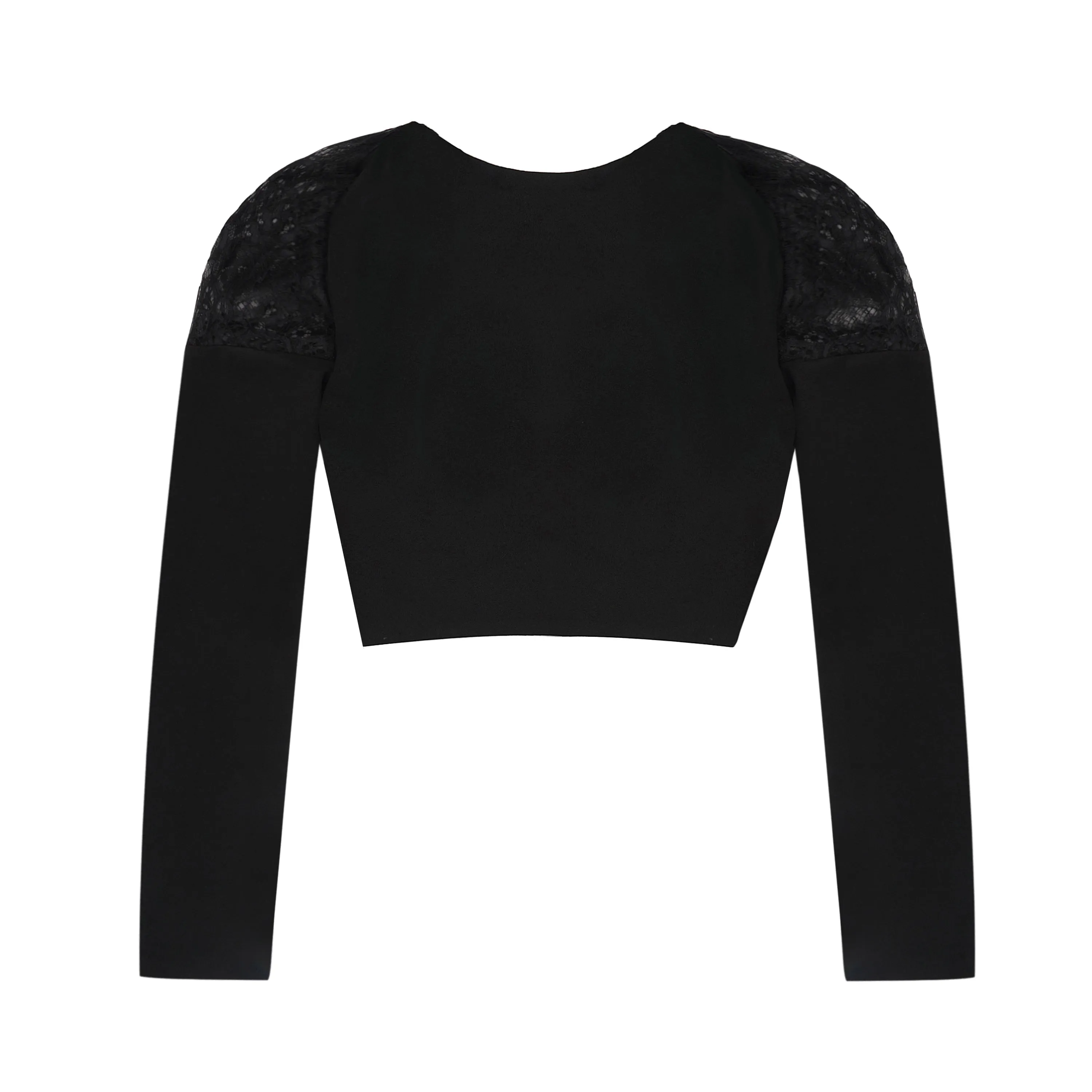 Black Crop with Lace Inserts