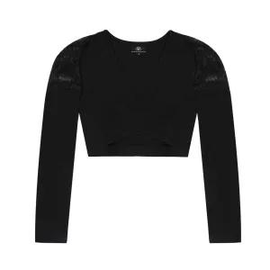 Black Crop with Lace Inserts
