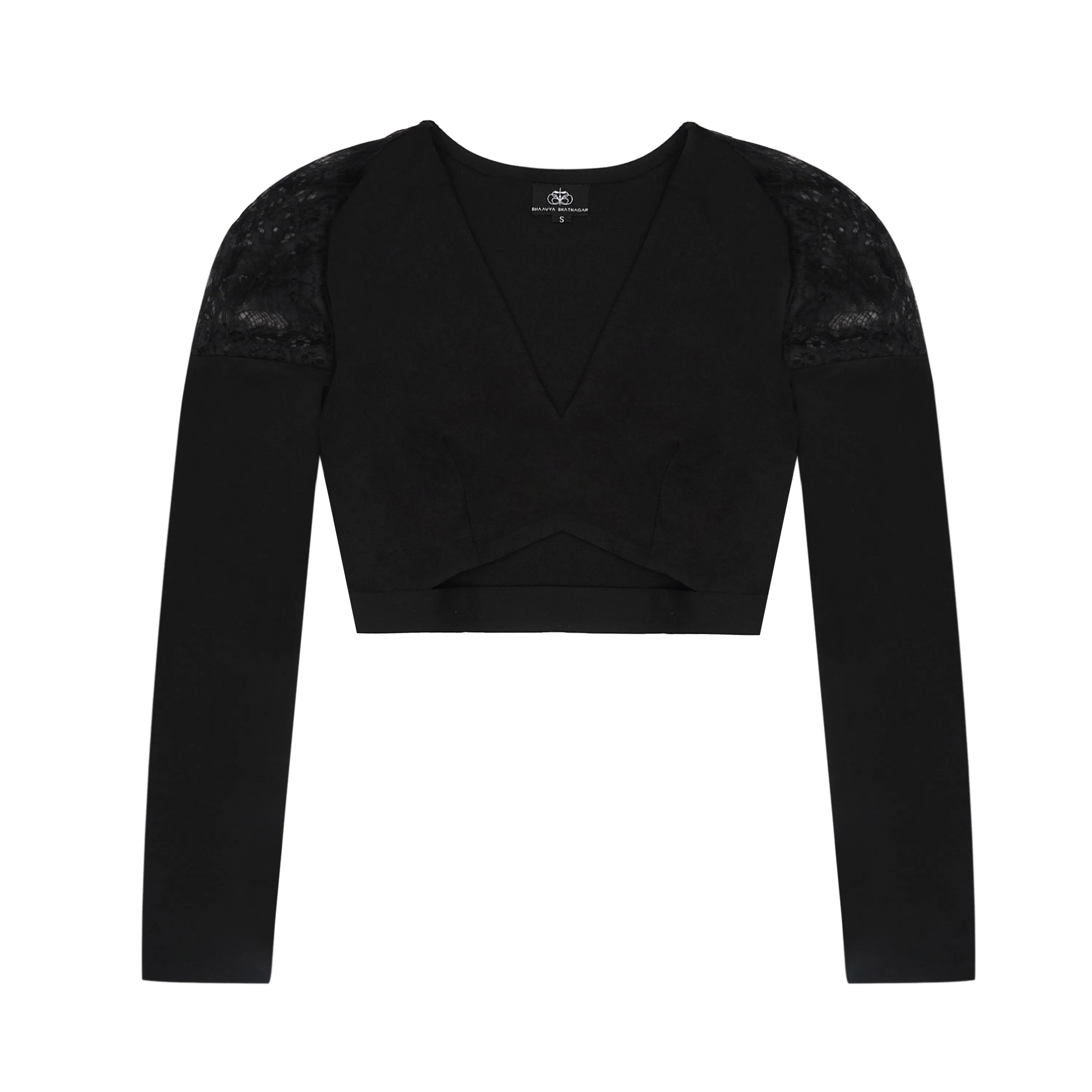 Black Crop with Lace Inserts