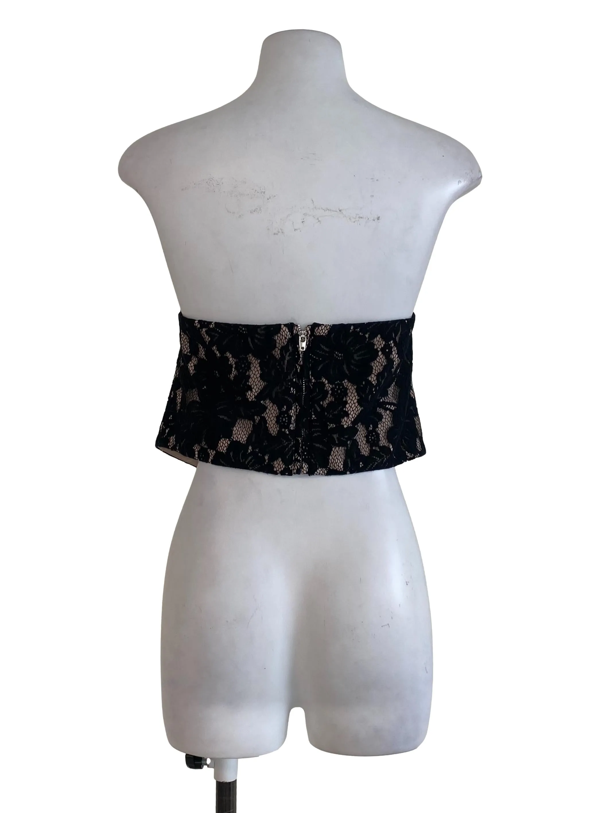 Black Lace Tube Crop Top
