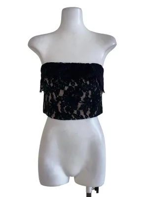 Black Lace Tube Crop Top