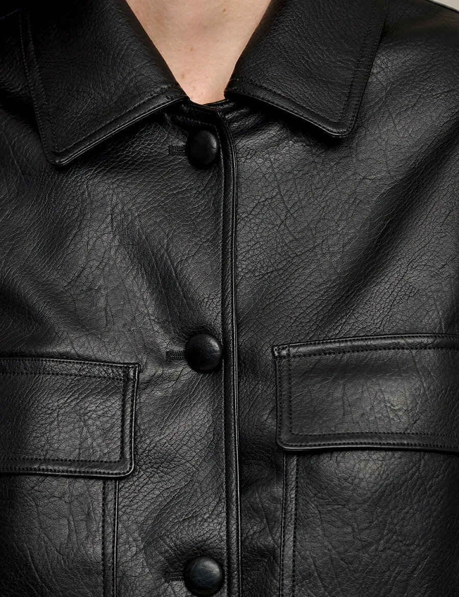 Black Leather Crop Jacket