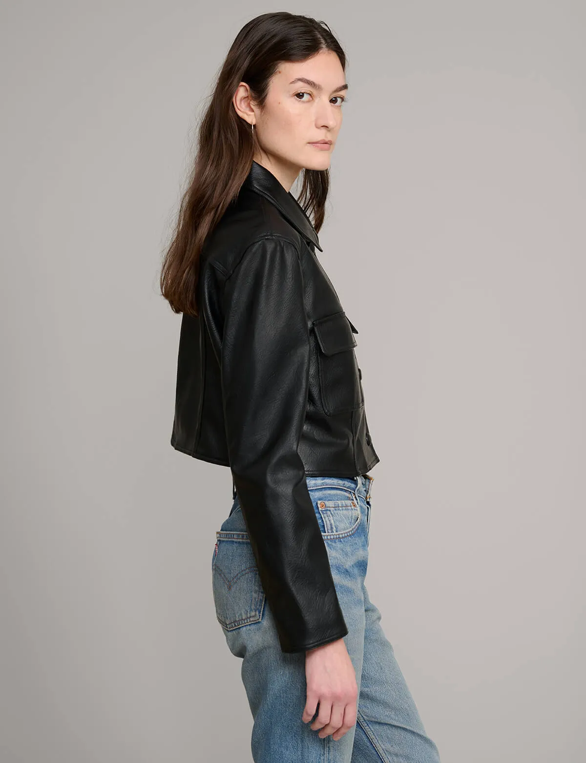 Black Leather Crop Jacket