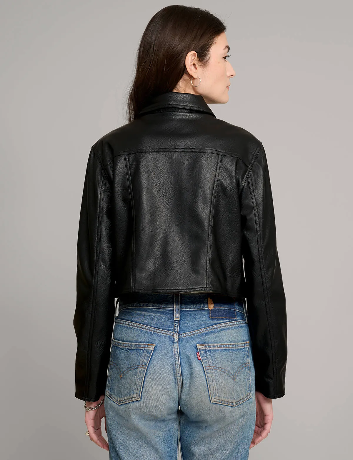 Black Leather Crop Jacket