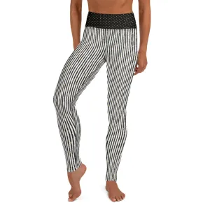 Black Stripes with Gold Hearts - Yoga Leggings