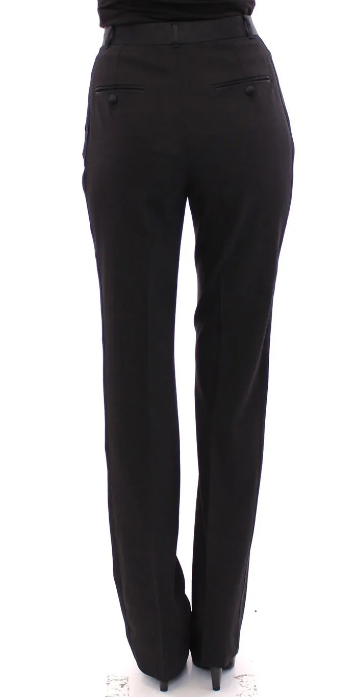 Black Virgin Wool Regular Fit Dress Pants