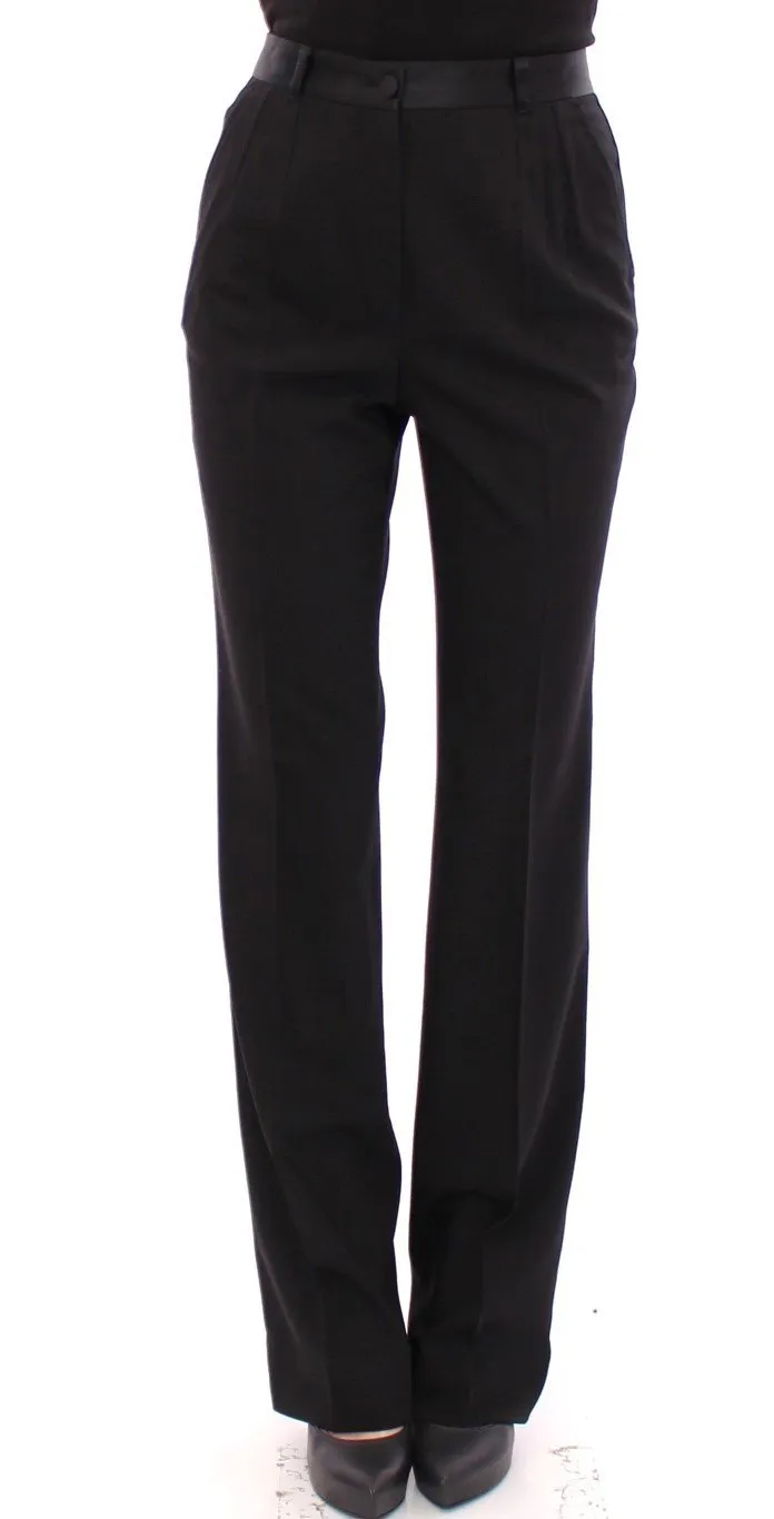 Black Virgin Wool Regular Fit Dress Pants