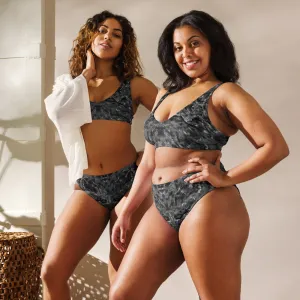 Black Watermark Recycled high-waisted bikini