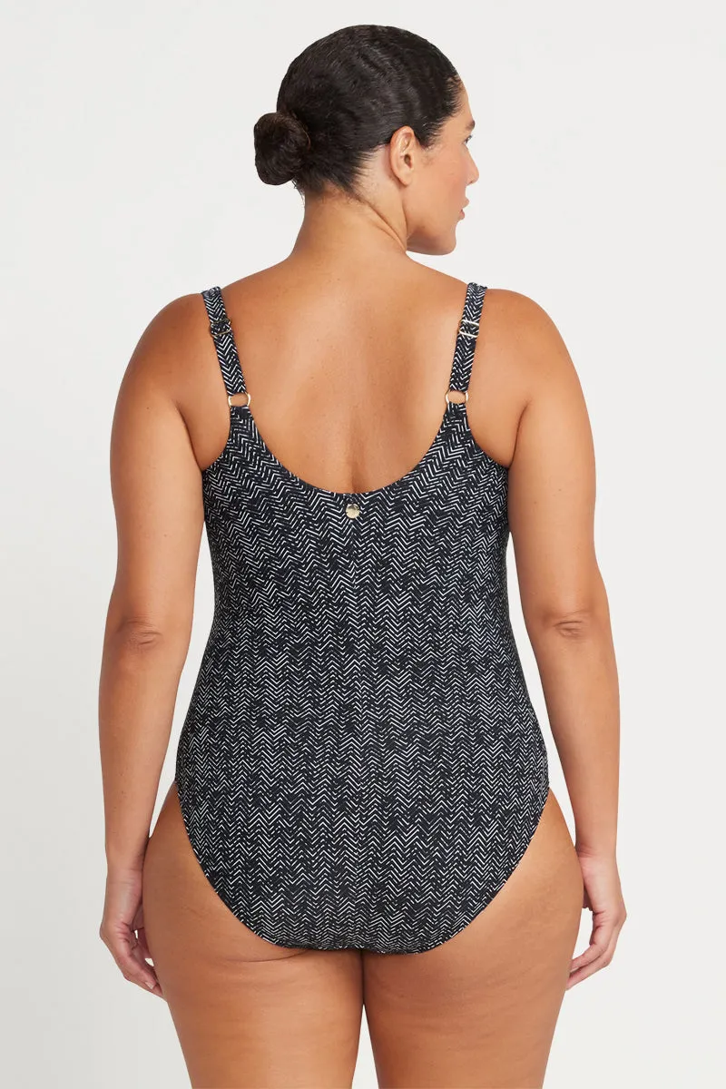 Black Zig Zag Delacroix Multifit Cup One Piece Swimsuit