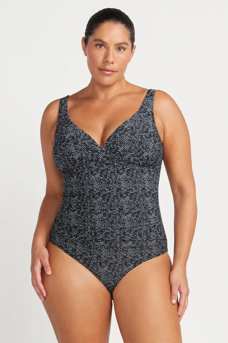 Black Zig Zag Delacroix Multifit Cup One Piece Swimsuit