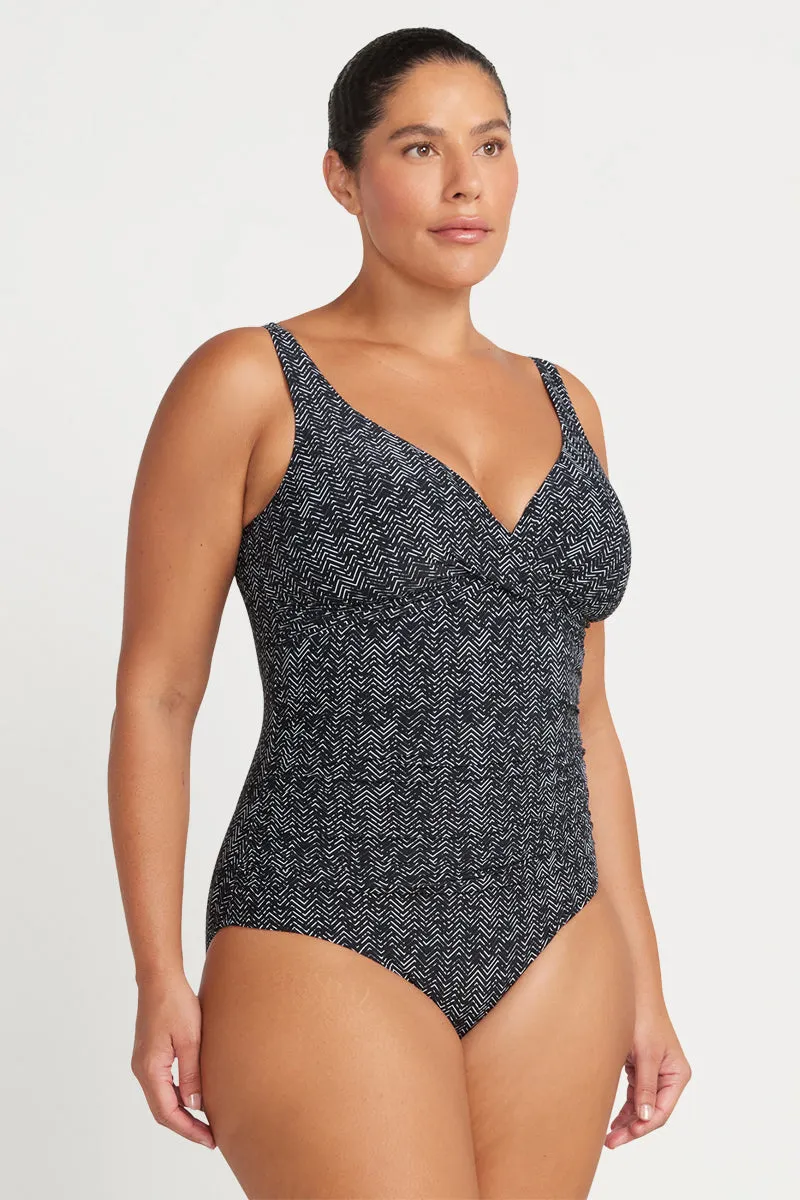 Black Zig Zag Delacroix Multifit Cup One Piece Swimsuit