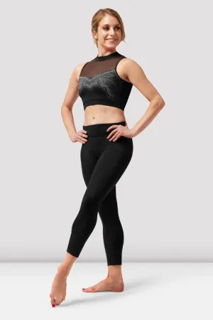 Bloch Z0195 Ladies Lace Print Mock Neck Crop Top