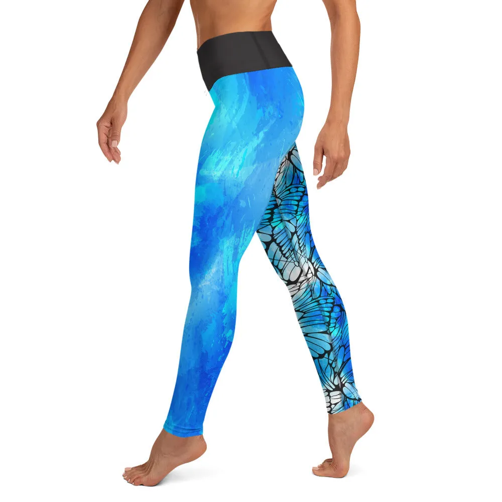 Blue Butterflies - Yoga Leggings