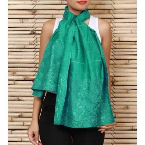 Blue Silk Stoles with Kantha Work