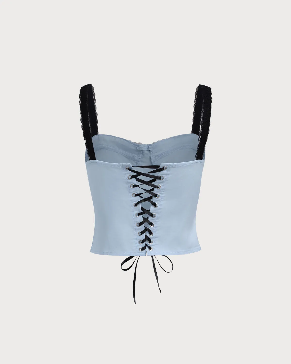 Blue Sweetheart Neck Crop Cami Top