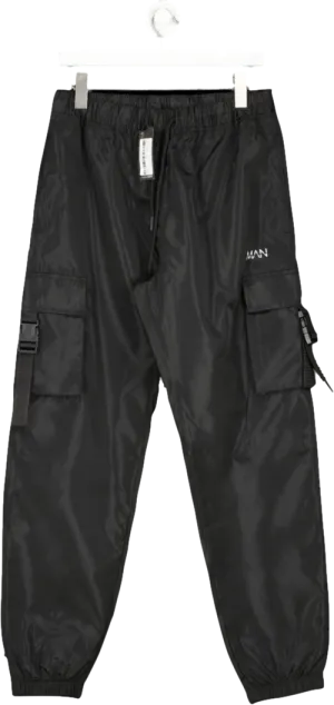 boohooMan Black Original Man Cargo Joggers UK M