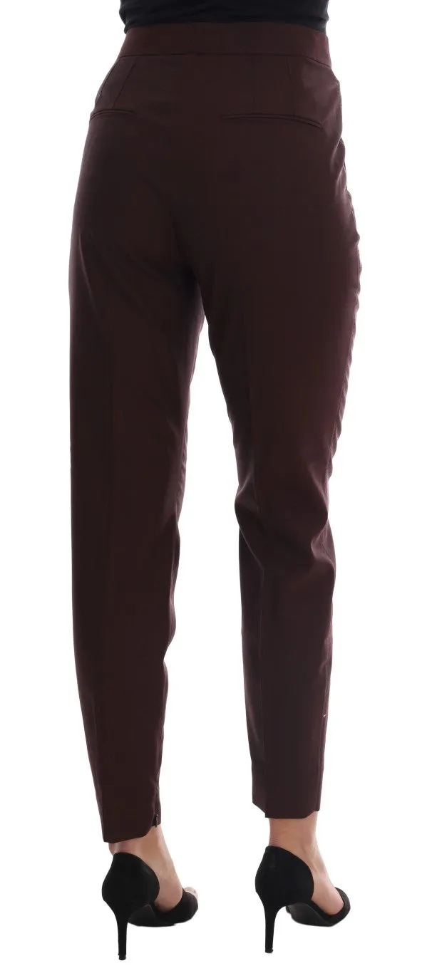 Bordeaux Wool Stretch Ankle Pants