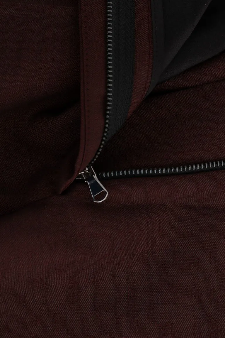 Bordeaux Wool Stretch Ankle Pants