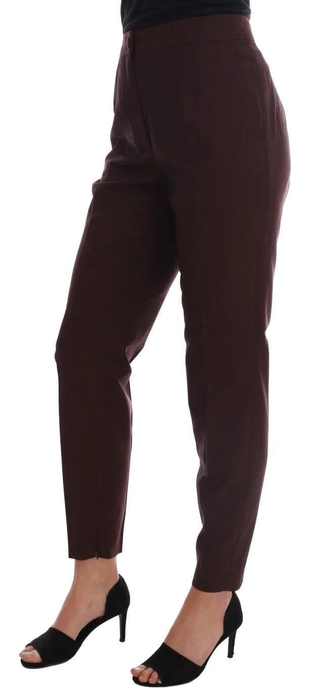 Bordeaux Wool Stretch Ankle Pants