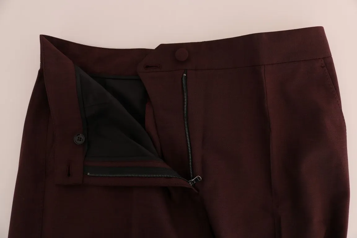 Bordeaux Wool Stretch Ankle Pants