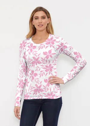 Botanical Pink (8025) ~ Thermal Long Sleeve Crew Shirt