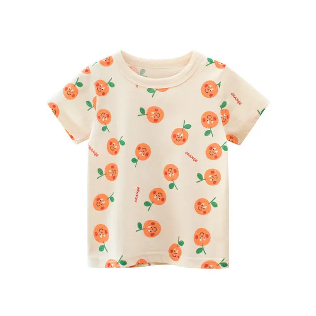 Boys Dinosaur T-shirts Cartoon Printed Girls Tees Children Tops Short-sleeve Clothes for Summer Kids Outfits
