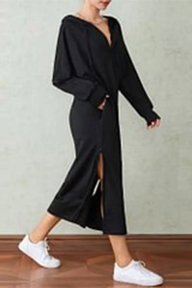 BR3302 Hoodie Sweatshirt Long Dress Top