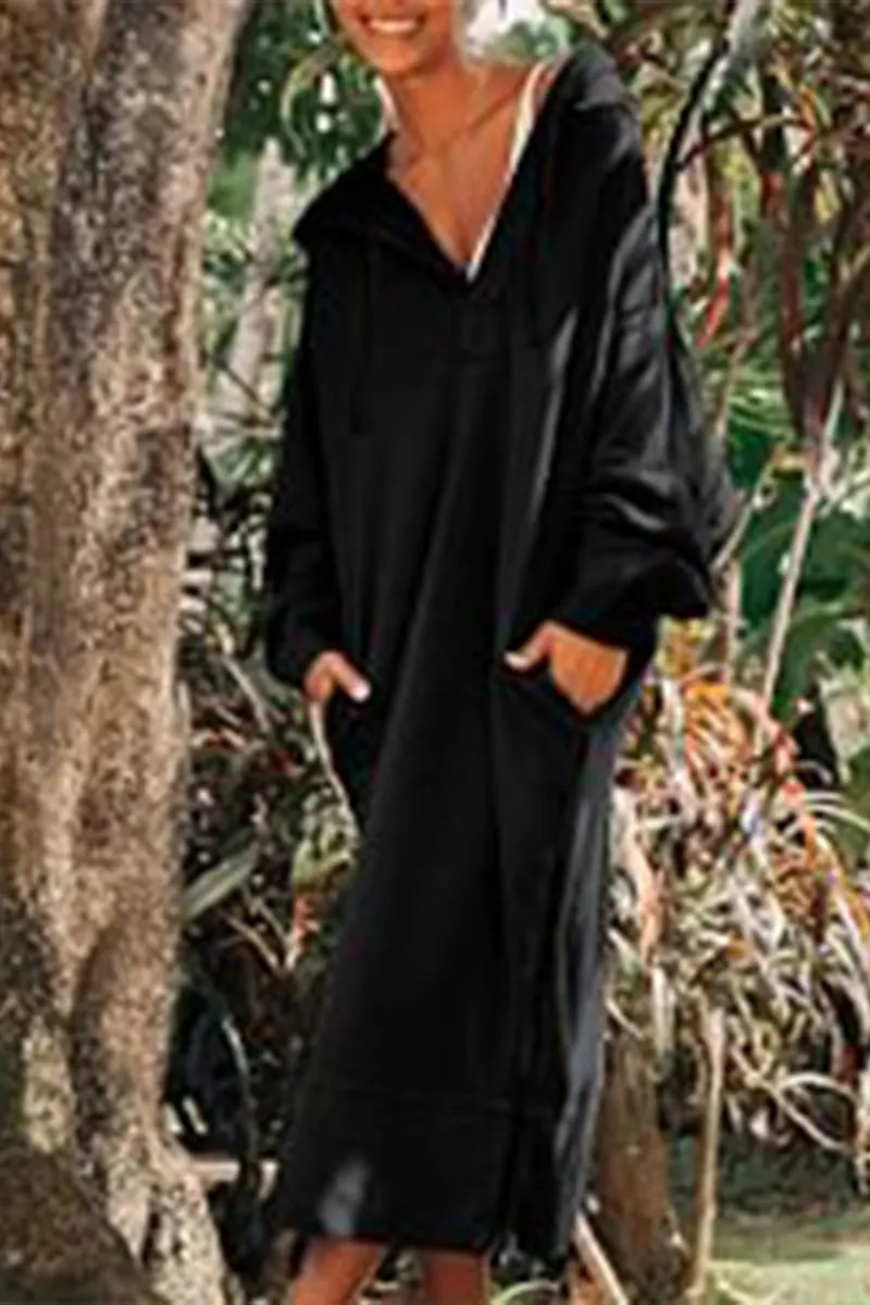 BR3302 Hoodie Sweatshirt Long Dress Top