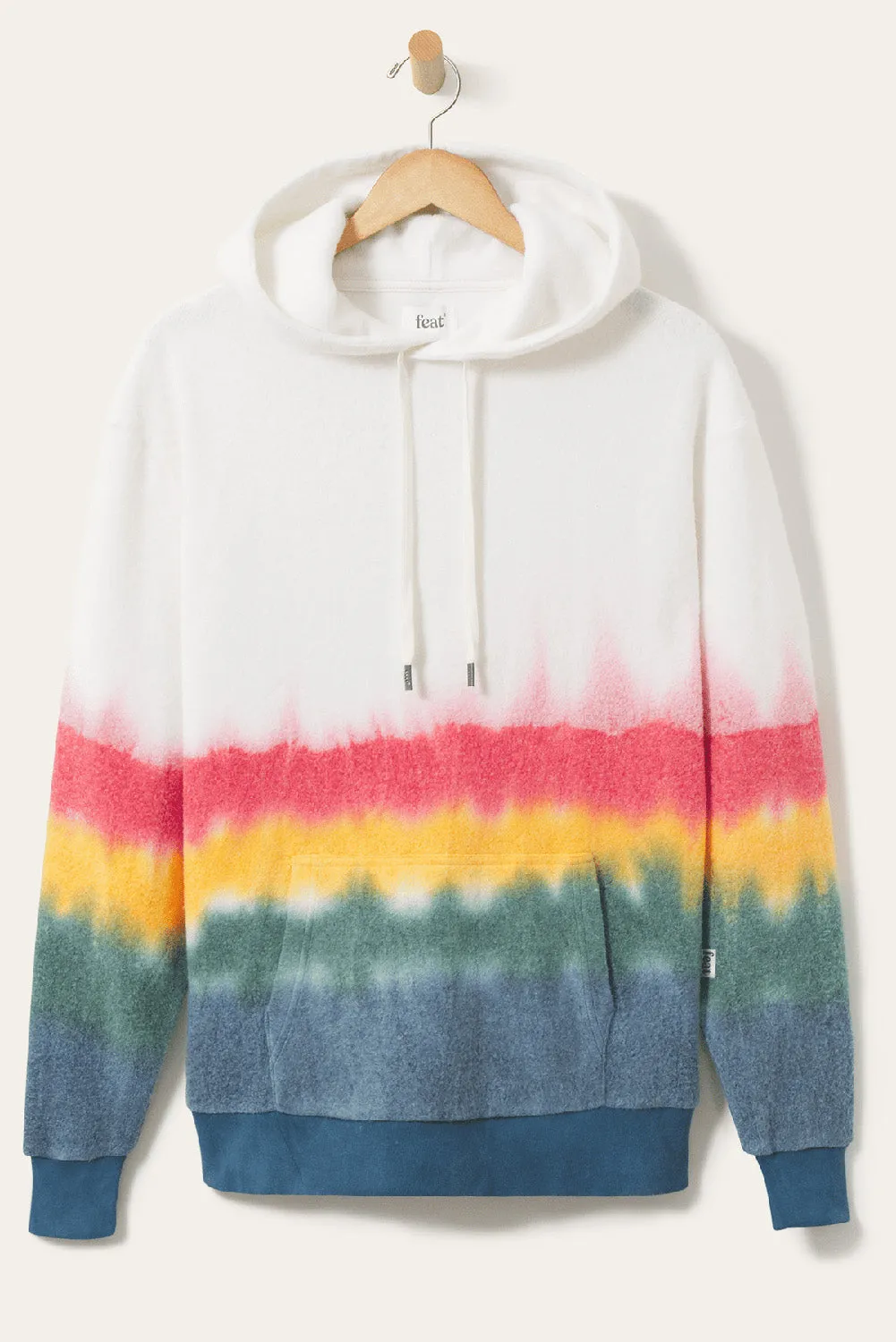 Bright White Tie-Dye Kangaroo Pocket Drawstring Hoodie