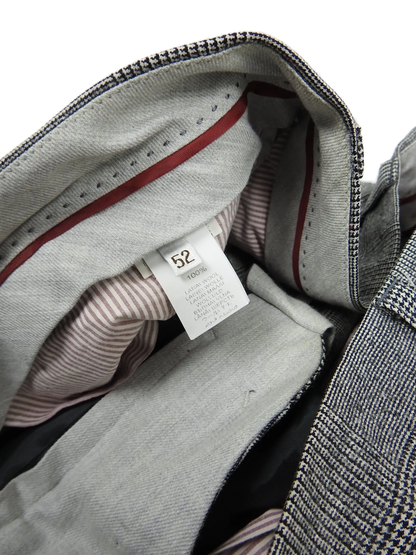 Brunello Cucinelli Check Wool Pants Size 52