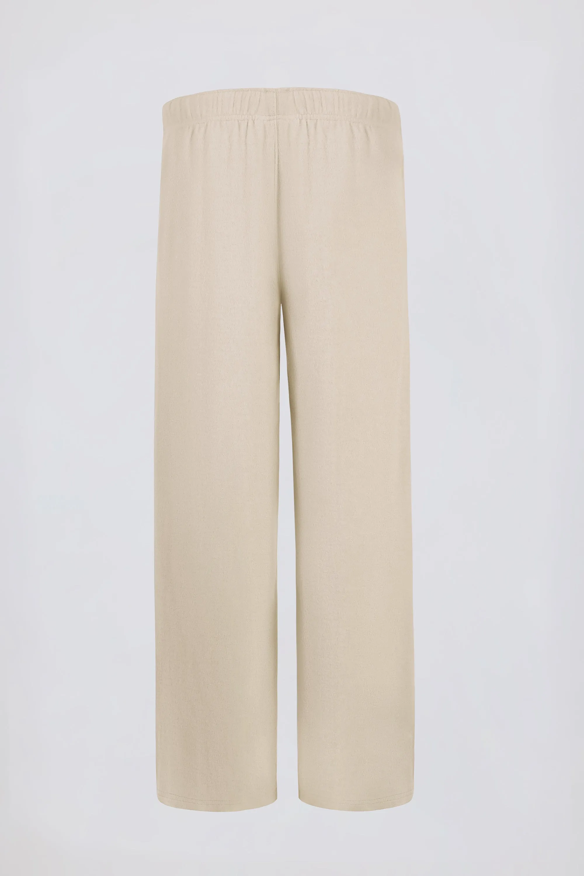 Brushed Jersey Wide-Leg Joggers in Ecru