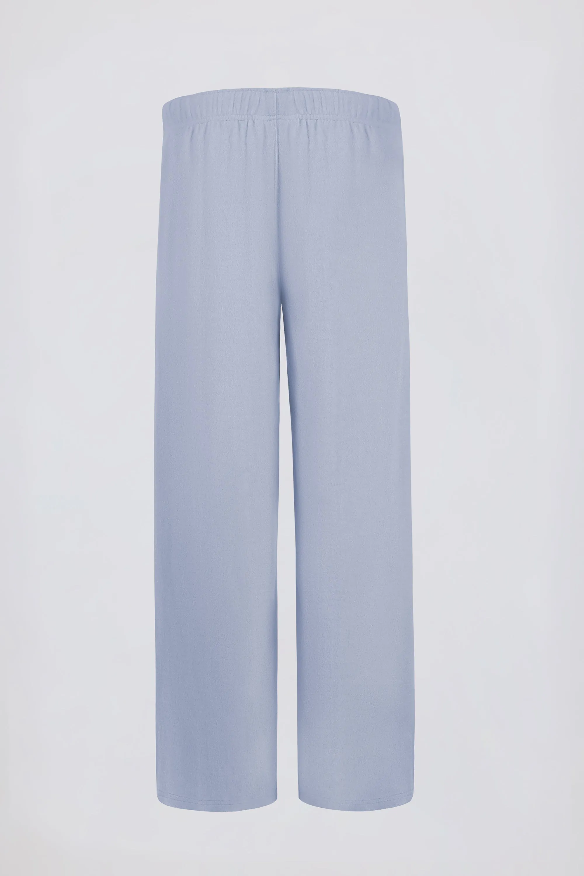 Brushed Jersey Wide-Leg Joggers in Soft Blue