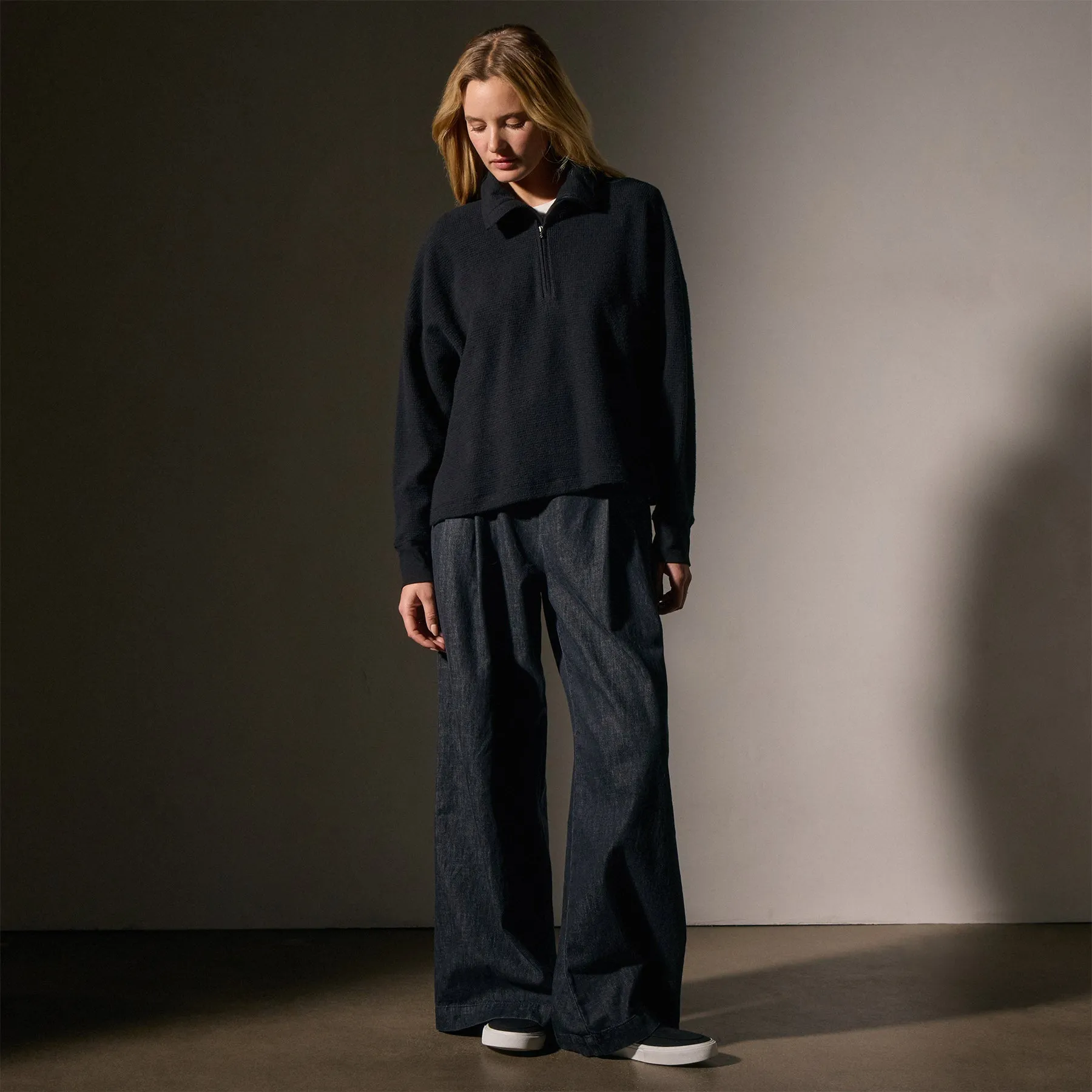 Brushed Thermal Half Zip - Black