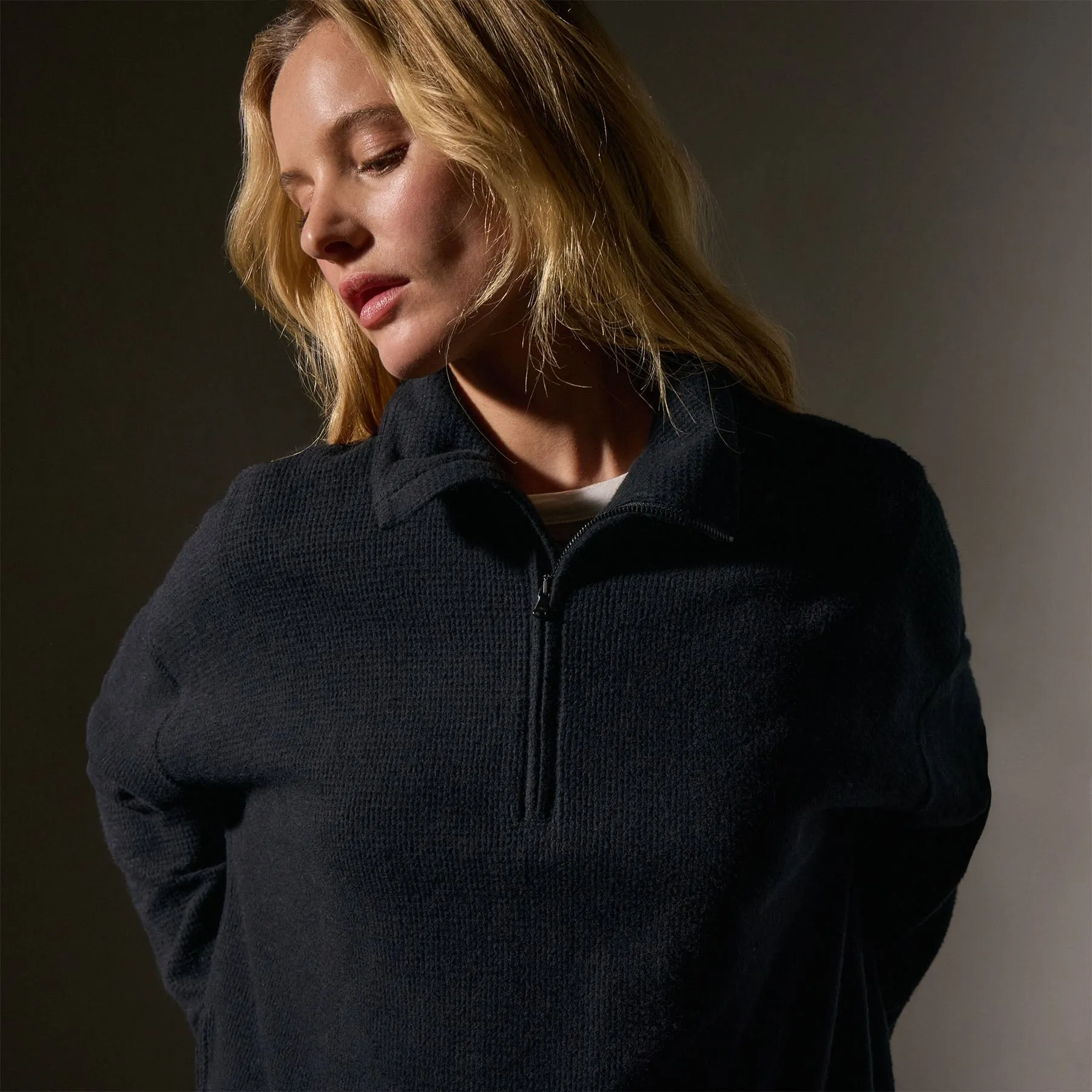 Brushed Thermal Half Zip - Black