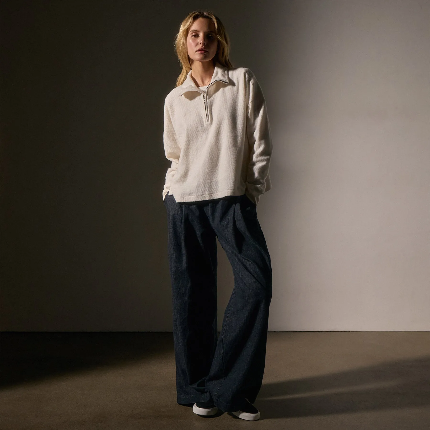 Brushed Thermal Half Zip - Oyster