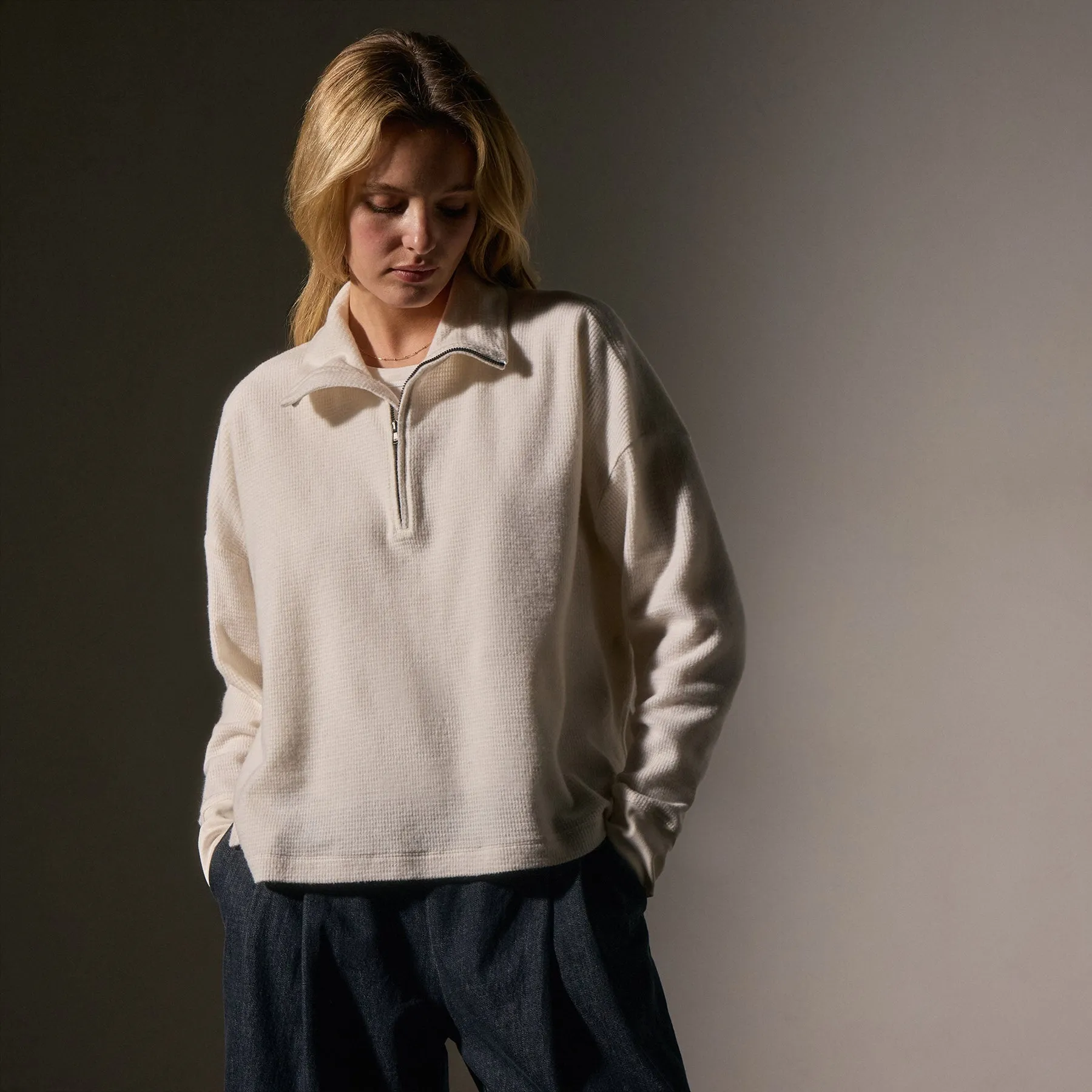 Brushed Thermal Half Zip - Oyster