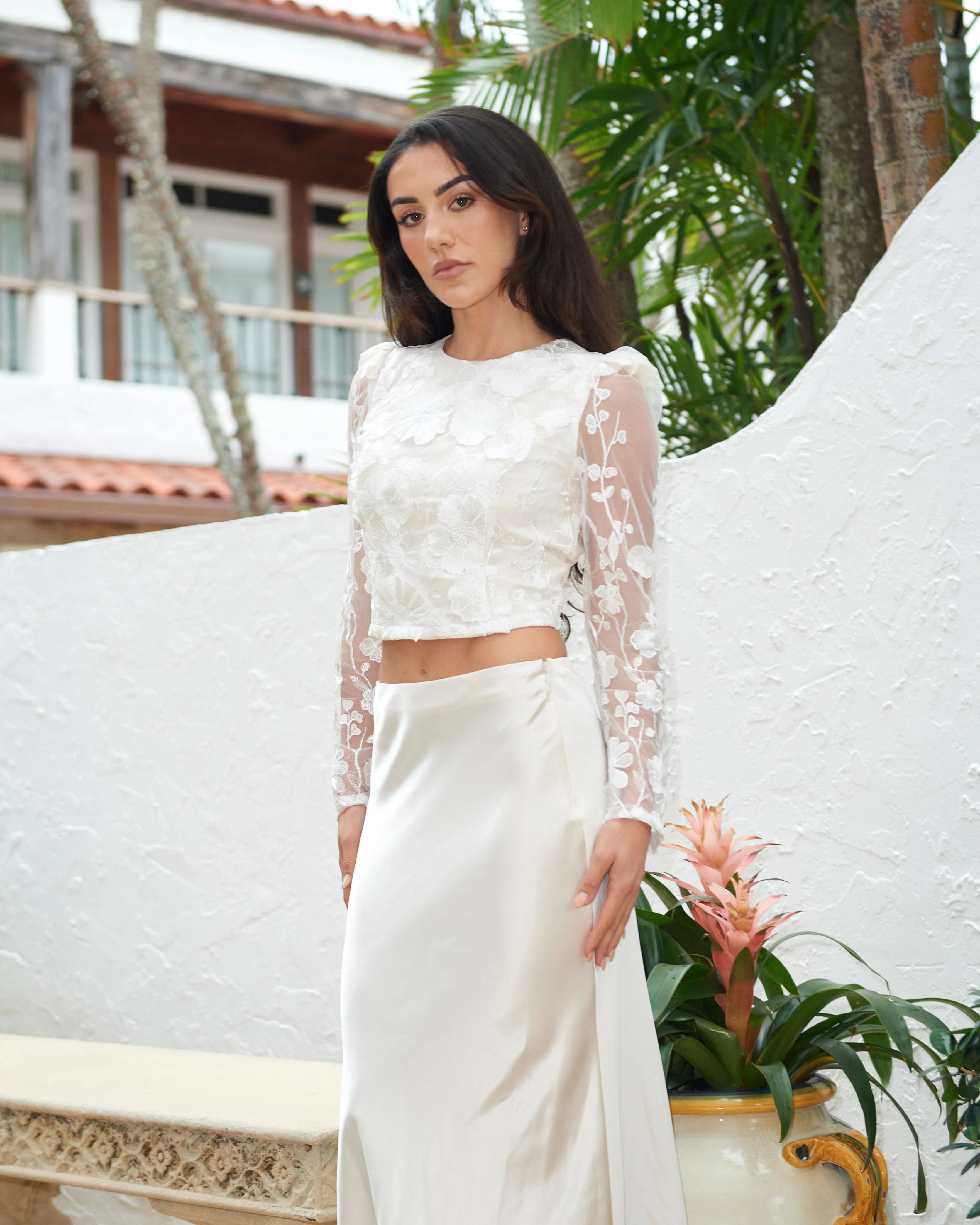 Bryne Floral Appliqué Top